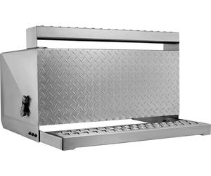 SucceBuy Caisse de sellette, 790x770x485 mm, caisse à outils en aluminium avec fermeture amortissante, caisse de rangement pour l'accès à la cabine du conducteur, convient pour les camions à plateau, 
