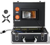 SucceBuy caméra de canalisation, 165 ft/50 m de câble, caméra d'inspection de canalisation avec écran 7 pouces, étanche IP68, fonction DVR, 12 LED réglables, carte SD 16 GB pour les travaux de canalis