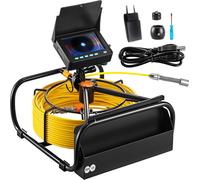 SucceBuy Caméra d'inspection de canalisation, 98 ft/30 m, 4,3 pouces caméra d'inspection de canalisation avec éclairage - 6 LED réglables, carte 16 GB, zoom 3x, batterie 8500 mAh, IP68 étanche pour le