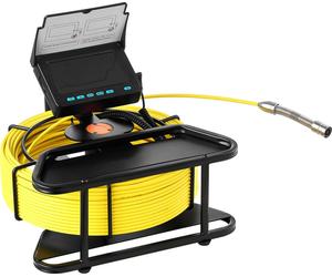 SucceBuy Caméra pour tuyaux avec portée de 30 m, résolution 720x480, étanche IP68, caméra d'inspection pour tuyaux et canalisations, équipée de 6 LEDs réglables, batterie 4500 mAh et carte mémoire 16