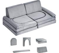SucceBuy Canapé de jeu modulaire pour enfants (10 pièces), canapé d'enfant transformable à personnaliser, meuble de jeu pour la chambre et le salon, fauteuil pour enfants en mousse 28D & poils courts,