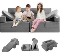 SucceBuy Canapé de jeu modulaire pour enfants Canapé de jeu pour enfants 15 pièces Matelas en mousse Multifonctionnel Table de jeu Puzzle Canapé de jeu