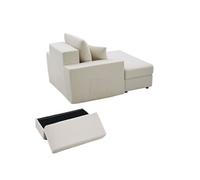 SucceBuy Canapé Lit Modulaire Avec Coussins 111,5cm Fauteuil Convertible Beige