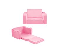 SucceBuy Canapé Pour Enfants 2-en-1 Convertible Pliable Moelleux en Eponge 28D Poils Court