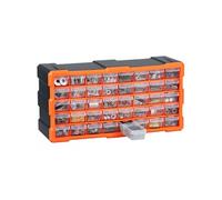 SucceBuy Casier de rangement à tiroirs 40 tiroirs Polyéthylène 49,5x16x25,5cm Noir et orange