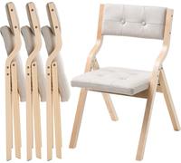 SucceBuy Chaise de jardin pliante avec coussin d'assise rembourré et cadre en bois, lot de 4. Chaise de salle à manger polyvalente pour la cuisine, le bureau ou les événements. Supporte jusqu'à 180 kg