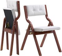SucceBuy Chaise de jardin pliante avec coussin d'assise rembourré & structure en bois, lot de 2. Chaise moderne pour la cuisine, le bureau ou les événements, supporte jusqu'à 180 kg (par chaise), plia