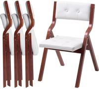 SucceBuy Chaise de jardin pliante avec coussin rembourré et cadre en bois, lot de 4. Chaise de salle à manger moderne pour la cuisine, le bureau ou les événements. Supporte jusqu'à 180 kg, pliable, pe