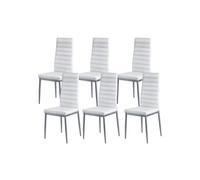 SucceBuy Chaise de Salle à Manger Moderne - Lot de 6 - Métal et PVC - Blanc