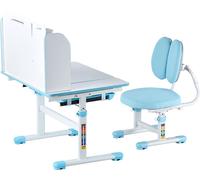 SucceBuy Chaise de travail et bureau pour enfants, réglable en hauteur, avec bibliothèque et tiroir, bleu
