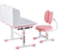 SucceBuy Chaise de travail et bureau pour enfants, réglable en hauteur, avec bibliothèque et tiroir, rose