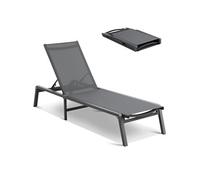 SucceBuy Chaise Longue en Aluminium Avec 5 Positions Réglables Pour Plage Gris Foncé