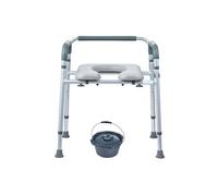 SucceBuy Chaise Percée Hauteur Réglable Sur 7 Niveaux Seau Amovible 5,8L Capacité 158,5kg