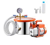 SucceBuy Chambre à vide de 1,5 / 3 / 5 gallons et kit de pompe monétape 3,5 CFM avec tuyau de 4,92 pieds pour dégazage de résine époxy siliconica