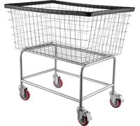 SucceBuy Chariot à linge en fil métallique, 4,5 boisseaux, 35" x 15,7" x 22" panier commercial avec roues, cadre en acier chromé, roues de 5", pour le linge