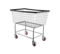 SucceBuy Chariot à linge en fil métallique, 4,5 boisseaux, 35" x 15,7" x 22" panier commercial avec roues, cadre en acier chromé, roues de 5", pour le linge