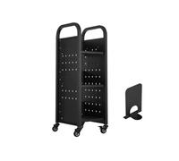 SucceBuy Chariot à Livres 32x35x93,5cm Capacité 100kg Avec Roulettes Double Frein Noir