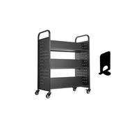 SucceBuy Chariot à Livres 97x51,5x122,5cm Capacité 150kg Mouvement Silencieux Noir Acier