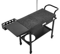 SucceBuy Chariot de barbecue d'extérieur 787 x 432 mm (dimensions du plateau), table de barbecue pliable avec support pour mouchoirs, crochets, roulettes et table d'appoint, table de préparation et ch
