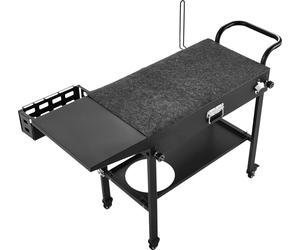 SucceBuy Chariot de barbecue d'extérieur 787 x 432 mm (dimensions du plateau), table de barbecue pliable avec support pour mouchoirs, crochets, roulettes et table d'appoint, table de préparation et ch