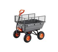 SucceBuy Chariot de Jardin Basculant - Capacité 544kg - Ridelles Amovibles - Poignée 2-en-1 - Roues Increvables - Gris