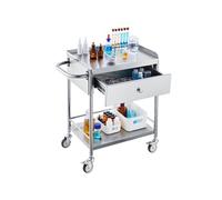 SucceBuy Chariot De Laboratoire à 2 Etages 71x42x78,5cm Avec Tiroir Capacité 100kg