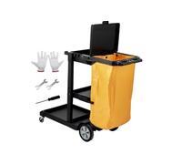 SucceBuy Chariot de Ménage Professionnel en PP Hôtel 120x51x99cm 3 Niveaux Noir
