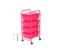 SucceBuy Chariot de Rangement à 4 Tiroirs Rose Acier PP 33x39x81,5cm