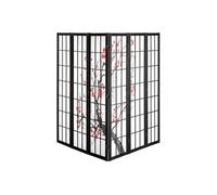 SucceBuy Cloison Séparation Japonaise à 6 Panneaux Fleur de Cerisier Rotation et Pliage