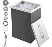SucceBuy Coffre à glace Drop-In, 14" L x 12" L x 18" H Refroidisseur en acier inoxydable, 40 qt Outdoor Cuisine Bac à glace avec couvercle, tuyau de vidange, bouchon pour vin et bière