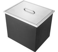 SucceBuy Coffre à glace Drop-in, 21" L x 17" l x 18" H, acier inoxydable, refroidisseur commercial de 40 qt avec couvercle, tuyau de vidange et bouchon, pour l'extérieur pour le vin et la bière
