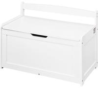 SucceBuy Coffre à jouets en bois pour enfants, boîte de rangement pour jouets de jeunes enfants avec couvercle rabattable et charnière de sécurité, 83 x 45 x 61 cm, grand banc de rangement pour enfant