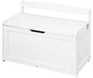 SucceBuy Coffre à jouets en bois pour enfants, boîte de rangement pour jouets de jeunes enfants avec couvercle rabattable et charnière de sécurité, 83 x 45 x 61 cm, grand banc de rangement pour enfant