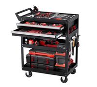 SucceBuy Coffre à outils à 5 niveaux Chariot de travail à outils roulant à 2 tiroirs avec verrouillage et organisateur de rangement d'outils pour garage et entrepôt 5-Tier