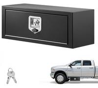 SucceBuy Coffre de rangement pour camion 686 x 254 x 254 mm, coffre de rangement sous plancher en acier laminé à froid, coffre à outils étanche avec poignée en T et serrure, pour camions, remorques et