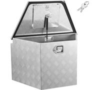 SucceBuy Coffre de remorque en aluminium 838 x 483 x 457 mm, coffre de rangement robuste avec serrure et clés, adapté aux remorques, aux plateaux de pick-up, aux camping-cars et aux SUV, argenté