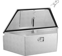 SucceBuy Coffre de remorque en aluminium 990 x 419 x 305 mm, coffre à outils avec serrure et clés, charge maximale 50 kg, adapté aux remorques, surfaces de chargement, camping-cars et SUV, couleur arg