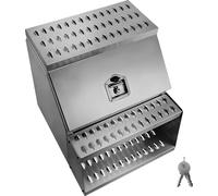 SucceBuy Coffre de sellette, 610x695x645 mm, Coffre à outils à montage latéral, Coffre de rangement latéral avec poignée en T, serrure & clés pour semi-remorques et remorques à plateau