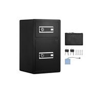 SucceBuy Coffre-fort à double porte, 4,5 pieds cubes, noir, avec serrure t protection par mot de passe, tableau des clés, lumière LED, sac ignifugé, séparateurs réglables pour les objets de val