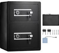 SucceBuy Coffre-fort à double porte, 3,5 pieds cubes, noir, avec serrure t protection par mot de passe, lumière LED, tableau des clés, poche ignifuge, séparateurs réglables pour argent, documen
