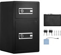 SucceBuy Coffre-fort à double porte, 4,5 pieds cubes, noir, avec serrure t protection par mot de passe, tableau des clés, lumière LED, sac ignifugé, séparateurs réglables pour les objets de val