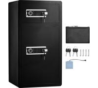 SucceBuy Coffre-fort à double porte, 7,2 pieds cubes, avec serrure t mot de passe, sacoche ignifugée, accessoires, cloison réglable, pour objets de valeur, noir