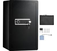 SucceBuy Coffre-fort à porte unique, 4,0 pieds cubes, avec serrure à clé, mot de passe et empreinte digitale, coffre-fort avec serrure, poche ignifuge, tableau à clés, lumière LED et 2 étagères pour l