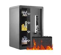 SucceBuy coffre-fort électrique 2.2/1.8 pieds cubes, armoire de sécurité numérique et empreintes digitales, coffre-fort avec sac ignifuge pour Documents de bijoux en espèces 1.8 Cubic Feet