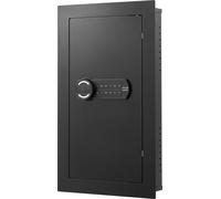 SucceBuy Coffre-fort mural avec mot de passe et oîtier en acier laminé à froid Q235, étagères réglables et éclairage LED, coffre-fort encastrable pour objets de valeur tels que argent, bijoux et