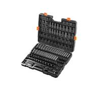 Jeu de clés à douilles à choc SucceBuy 130 pièces, entraînement 3/8" et 1/2", acier allié au Cr-Mo SAE et métrique, réparation automobile, repères bien lisibles, coffret de rangement