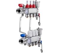 SucceBuy Collecteur de distribution de chaleur à 3 branches, collecteur de tubes PEX de 1/2 pouce, collecteur PEX en acier inoxydable pour chauffage par le sol hydronique, kit de collecteur de distrib