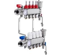 SucceBuy Collecteur de distribution de chaleur à 4 branches, collecteur de tube PEX de 1/2 pouce, collecteur PEX en acier inoxydable pour chauffage par le sol hydronique, kit de collecteur de distribu