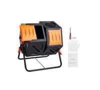 SucceBuy Composteur Rotatif à 360° 140L Double Chambre Capacité 40kg Pour Extérieur