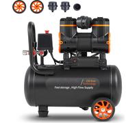 SucceBuy Compresseur d'air 4,8 gallons, 1,2 CV 2,2 CFM @ 90 PSI, sans huile, 116 PSI max, ultra silencieux 70 dB pour la réparation automobile, le gonflage des pneus, la peinture au pistolet, le trava